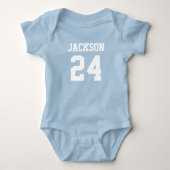 Baby Team Jersey Nummer und Monogramm Strampler (Vorderseite)