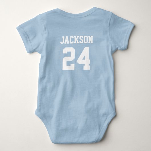 Baby Team Jersey Nummer und Monogramm Strampler (Rückseite)