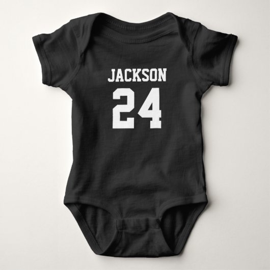Baby Team Jersey Nummer und Monogramm Strampler (Vorderseite)