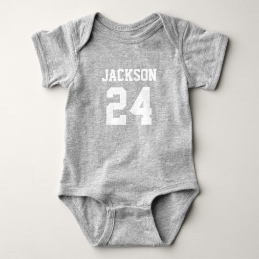 Baby Team Jersey Nummer und Monogramm Strampler (Vorderseite)