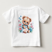 Baby Teddy Bär mit Aquarellblumen Baby T-shirt (Rückseite)
