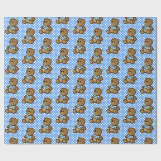 Baby Teddy Bär mit Bib Wrapping Paper Geschenkpapier (Flach)