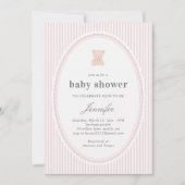 Baby Teddy bear Baby shower Invitation_Pink  Einladung (Vorderseite)