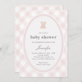 Baby Teddy bear Baby shower_Pink  Einladung (Vorne/Hinten)