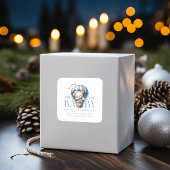 Baby Teddy Bear Blue Ballon Boy Quadratischer Aufkleber