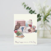 Baby Teddy Bear Book Ball Postkarte (Stehend Vorderseite)