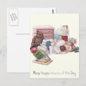 Baby Teddy Bear Book Ball Postkarte (Vorne/Hinten)