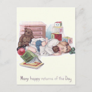 Baby-Teddybär-Buch-Ball Postkarte