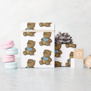 Baby-Teddybär mit Bib Geschenkpapier