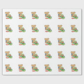 Baby-Teddybär und Bücherwurm lasen ein Buch Geschenkpapier (Flach)