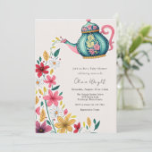 Baby Tee Party Dusche Einladung (Stehend Vorderseite)