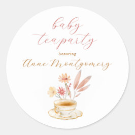 Baby-Tee-Party Elegantes Skript Mädchen-Shower Runder Aufkleber