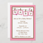 Baby Text Clothesline Kinderdusche Einladung (Vorne/Hinten)