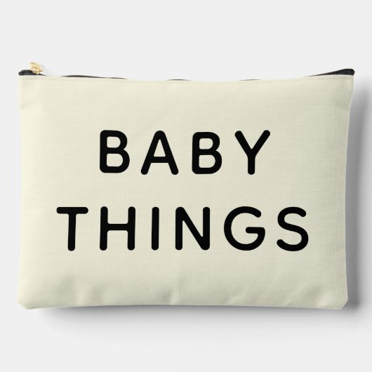 Baby Things Essentials Black Script Neutral Zubehörtasche (Vorderseite)