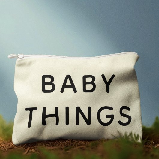 Baby Things Essentials Black Script Neutral Zubehörtasche