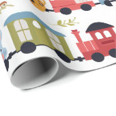 Baby-Tier-Zug Geschenkpapier (Rolleneckpunkt)