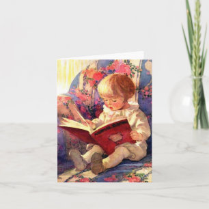 Baby Tierbuch lesen, Vintage Karte