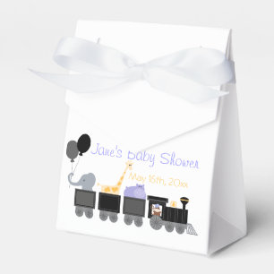 Baby-Tiere auf eine Zug-Baby-Duschen-Geschenkboxen Geschenkschachtel