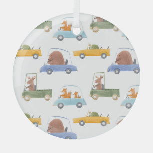 Baby-Tiere: handgezeichnetes Wasserfarbmuster. Ornament Aus Glas