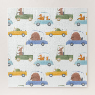 Baby-Tiere: handgezeichnetes Wasserfarbmuster. Puzzle