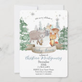 Baby Tiere in einem weißen Waldwald Einladung (Vorderseite)