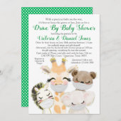 Baby Tiere in Masken Drive by Covid Baby Shower Einladung (Vorne/Hinten)