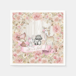 Baby-Tiere Mädchen Wald Baby Shower Serviette