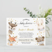 Baby Tiere mit Masken Drive-by-Baby-Dusche Einladung (Stehend Vorderseite)