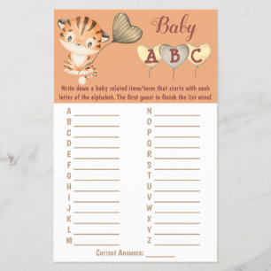 Baby Tiger ABC Baby Shooting Game Card Flyer