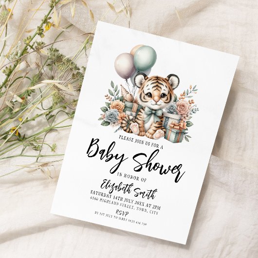 Baby Tiger Baby Dusche Einladung