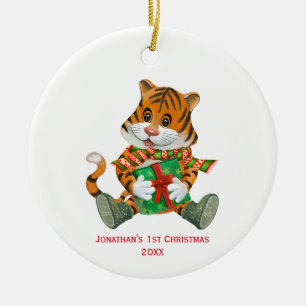 Baby Tiger Baby's 1st Christmas Foto Keramik Ornament