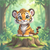 Baby Tiger | Cute Cartoon Kid's Nursery Art Aufkleber (Vorderseite)