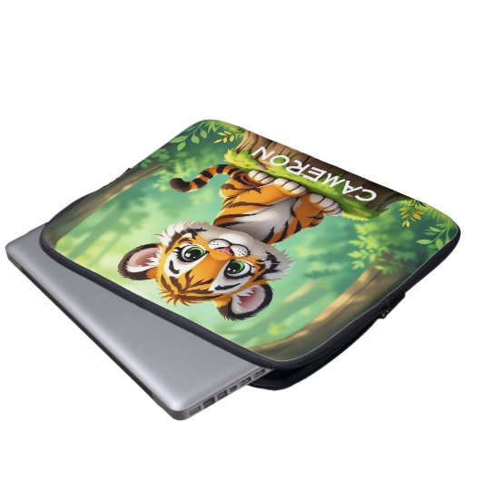Baby Tiger | Cute Cartoon Kid's Nursery Art Laptopschutzhülle (Vorne Knopf)