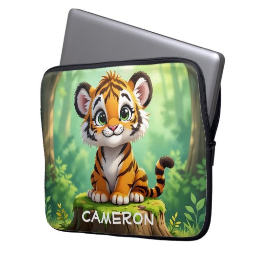 Baby Tiger | Cute Cartoon Kid's Nursery Art Laptopschutzhülle (Vorderseite Links)