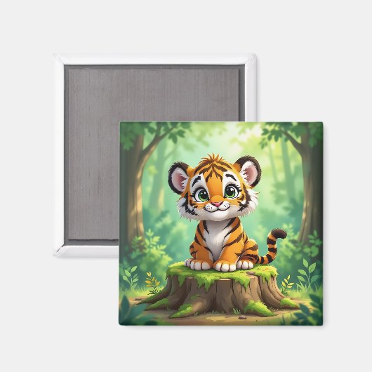 Baby Tiger | Cute Cartoon Kid's Nursery Art Magnet (Vorderseite/Rückseite)