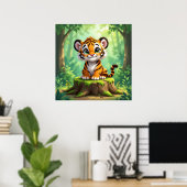 Baby Tiger | Cute Cartoon Kid's Nursery Art Poster (Heimbüro)
