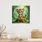 Baby Tiger | Cute Cartoon Kid's Nursery Art Poster (Küche)
