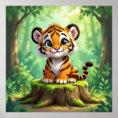 Baby Tiger | Cute Cartoon Kid's Nursery Art Poster (Vorne)