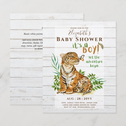 Baby Tiger Gender Reveal Shower Einladungen (Vorne/Hinten)