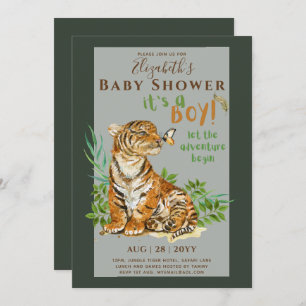Baby Tiger Gender Reveal Shower Einladungen