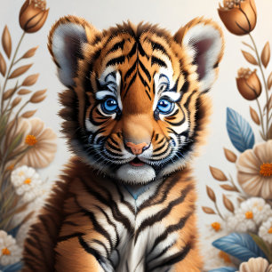 Baby Tiger in the Wildflowers v7 Seidenpapier
