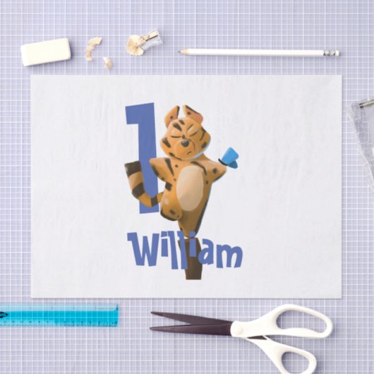 Baby Tiger Kariert erster Geburtstag Seidenpapier (Handwerk)