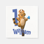 Baby Tiger Kariert erster Geburtstag Serviette (Vorderseite)