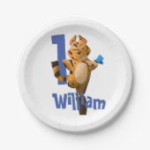 Baby Tiger Kariert First Birthday Classic Pappteller (Vorderseite)