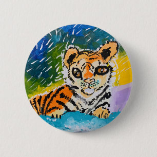 Baby Tiger "Kunst von Kindern" Button