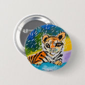 Baby Tiger "Kunst von Kindern" Button (Vorne & Hinten)