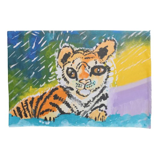Baby Tiger "Kunst von Kindern" Kissenbezug (Vorderseite)