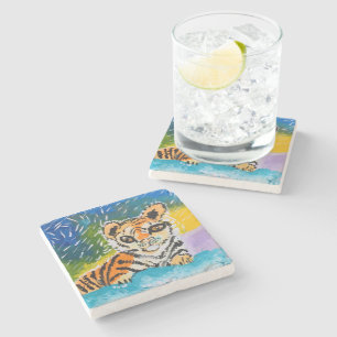 Baby Tiger "Kunst von Kindern" Steinuntersetzer