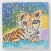Baby Tiger "Kunst von Kindern" Steinuntersetzer (Vorderseite)