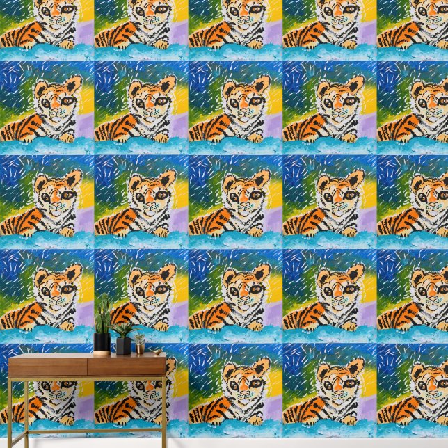 Baby Tiger Kunst von Kindern Tapete (Korridor)